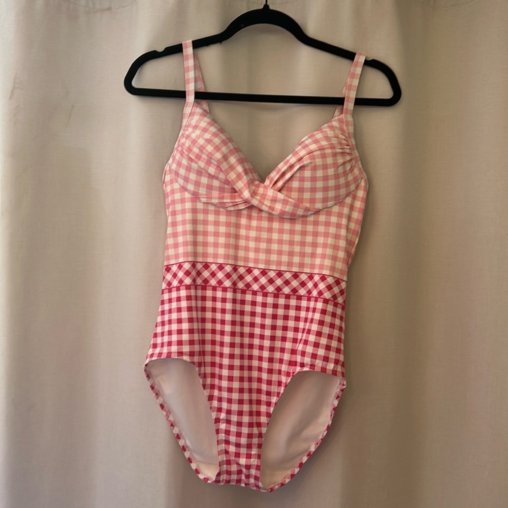Draper James Pink Plaid Swimsuit